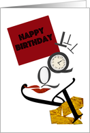Happy Birthday, Typography Face Character Art card
