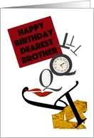 Happy Birthday Dearest Brother, Typography Face Character Art card