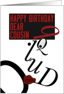 Happy Birthday Dear Cousin, Typography Driver Character Art card