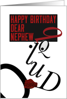 Happy Birthday Dear Nephew, Typography Driver Character Art card