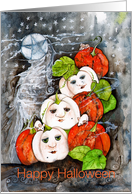 Happy Halloween, Painted Witch Pumpkins and Mice card