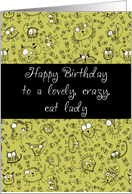 Happy Birthday to a lovely, crazy, cat lady, doodle cats card