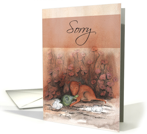 Sorry, brown puppy dog with toy card (1493588)