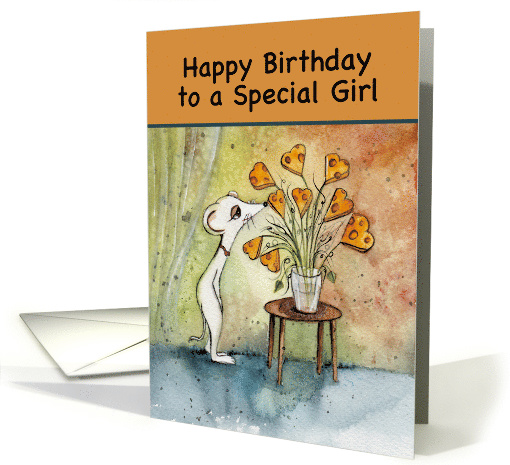 Happy Birthday to a Special Girl, Mouse and Cheese card (1493618)