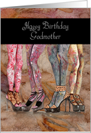 Happy Birthday Godmother, Patterned Tights, Fashion Legs card