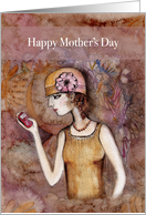 Happy Mother’s Day, Vintage/Modern girl with mobile phone card