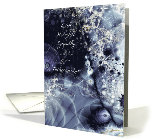 Loss of Father-in-Law, Blue Metallic effect, Fractal Art card