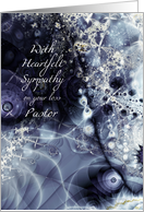 For Pastor on Loss of Loved One, Blue Metallic effect, Fractal Art card