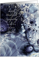 For Loss of Uncle, Blue Metallic effect, Fractal Art card