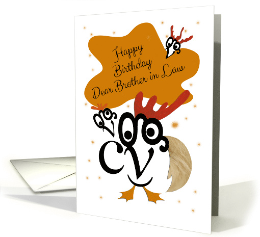 Happy Birthday, Brother in Law, Chicken Character, Typography Art card