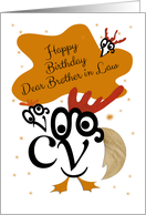 Happy Birthday, Brother in Law, Chicken Character, Typography Art card