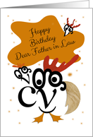 Happy Birthday, Dear Father in Law, Chicken Character, Typography Art card
