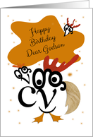 Happy Birthday, Dear Godson, Chicken Character, Typography Art card