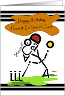 Happy Birthday, Ex Son in Law, Cricket Character, Typography Art card