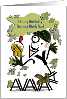 Happy Birthday, Dearest Birth Dad, Military Character, Typography Art card