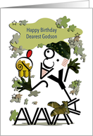 Happy Birthday, Godson, Military Character, Typography Art card