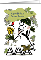 Happy Birthday, Partner, Military, Typography Art card