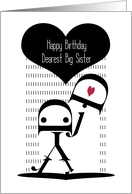 Happy Birthday, Big Sister, Robot Girl, Typography Art card