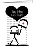 Happy Birthday, Daughter, Robot Girl, Typography Art card