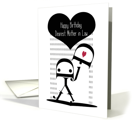 Happy Birthday, Mother in Law, Robot Girl, Typography Art card