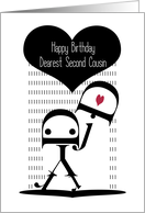 Happy Birthday, Second Cousin, Robot Girl, Typography Art card