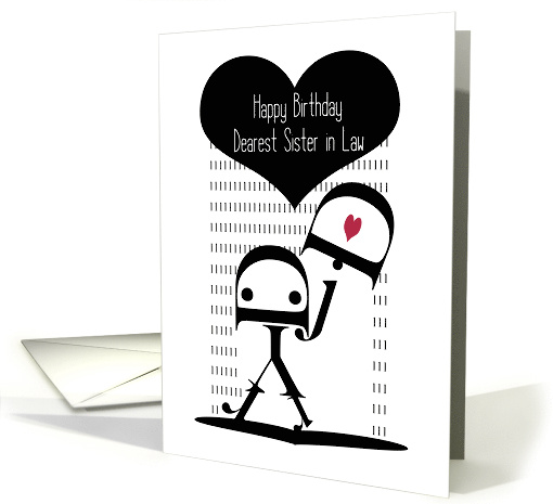 Happy Birthday, Sister in Law, Robot Girl, Typography Art card