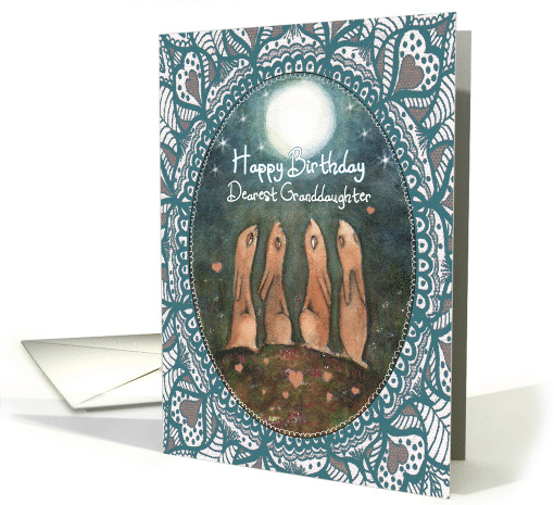 Happy Birthday, Granddaughter, Hares with Moon, Art card (1524092)