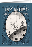 Happy Birthday, Great Nephew, Robot with Duck and Bird on the Moon card