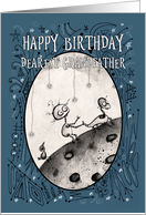 Happy Birthday, Grandfather, Robot with Duck and Bird on the Moon card
