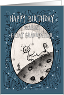 Happy Birthday, Great Grandfather, Robot with Duck on the Moon, card