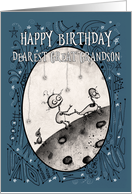 Happy Birthday, Great Grandson, Robot with Duck and Bird on the Moon card