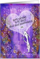 Happy Birthday, Great Great Granddaughter, Rabbit with Heart, card