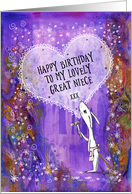 Happy Birthday, Great Niece, Rabbit with Hammer and Heart, Art card