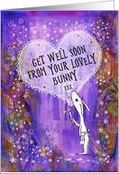 Get Well Soon, From Pet Bunny, Rabbit with Hammer and Heart, Art card
