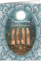 Happy Birthday, Niece in Law, Hares with Moon, Art card