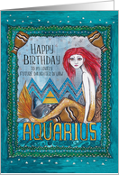 Happy Birthday, Future Daughter in Law, Aquarius, Zodiac, Mermaid, Art card