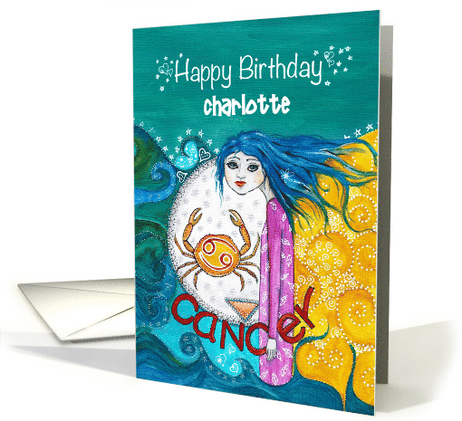 Happy Birthday, Custom Name, Cancer, Crab, Zodiac, Art card (1530630)