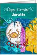 Happy Birthday, Custom Name, Cancer, Crab, Zodiac, Art card
