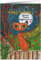 Happy Birthday, Future Daughter in Law, Cat, Blue Tit Bird and Moon card