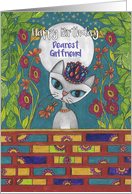 Happy Birthday, Dearest Girlfriend, Cat Princess with Candy Crown card