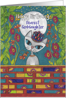 Happy Birthday, Dearest Goddaughter, Cat Princess with Candy Crown card