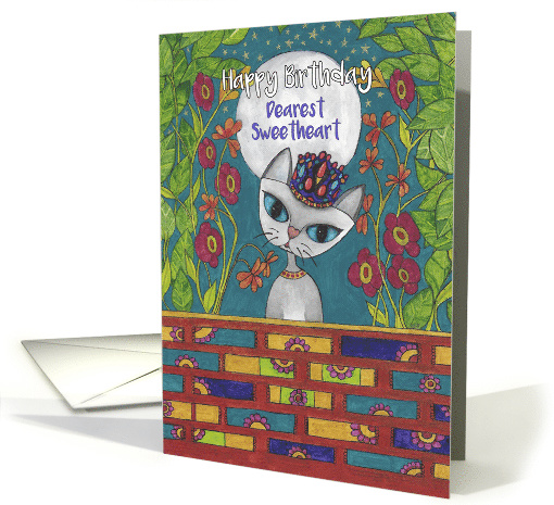 Happy Birthday, Dearest Sweetheart, Cat Princess with Candy Crown card