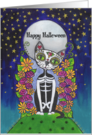 Happy Halloween, Candy Skull Cat card