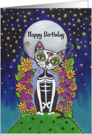 Happy Birthday, Candy Skull Cat card