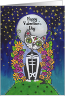 Happy Valentine’s Day, Candy Skull Cat card