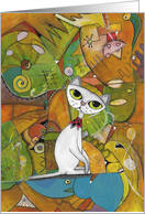 Blank, White Cat, Abstract Art card