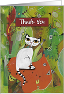 Thank You, White Cat on a Mat, Abstract card
