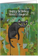 Happy Birthday, Dearest Daughter, Lucky Black Cat, Abstract card