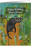 Happy Birthday, Dearest Friend, Lucky Black Cat, Abstract card