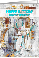 Happy Birthday, Dearest Daughter, Poodle Dogs, Abstract Art card